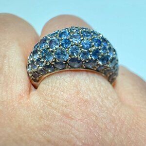 Pasquale Bruni Vintage 18K White gold Dome Ring in Blue Sapphire. Size 7